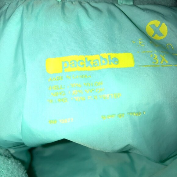 XERSION Womens Size 3X Packable Blue Green Puffer Vest Pockets Full Zip - Picture 8 of 11